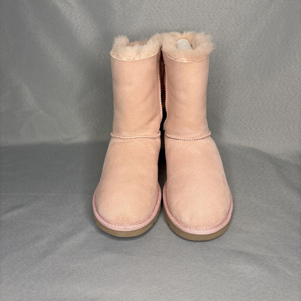 Womens UGG Boots Bailey Bow Pink EPRM Sz6 Suede Wool Coquette Festival VERY RARE - Picture 11 of 13